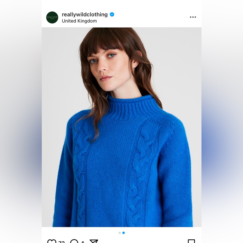 RWC cashmere mix mock neck perisian blue
